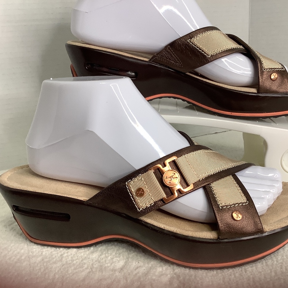 Cole Haan Nike air ladies cross‎ strap slides platform beige/copper - Picture 4 of 15